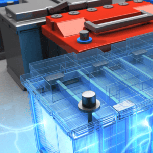digital image of battery with energy field