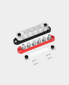 6 Way Busbar Red and Black Pair M8-M10 Stud 150A DC